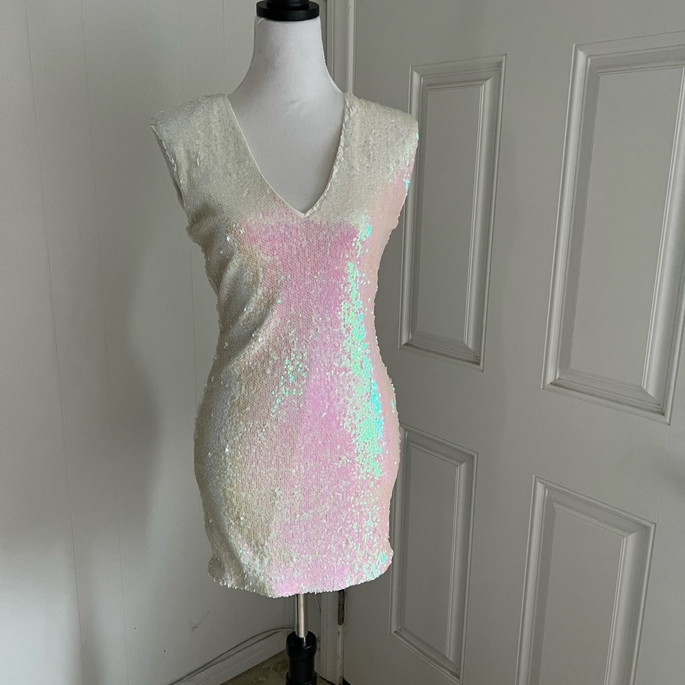Forever 21 mini white sequin dress